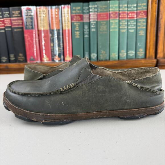Olukai Men\'s Olive Slip On Leather \